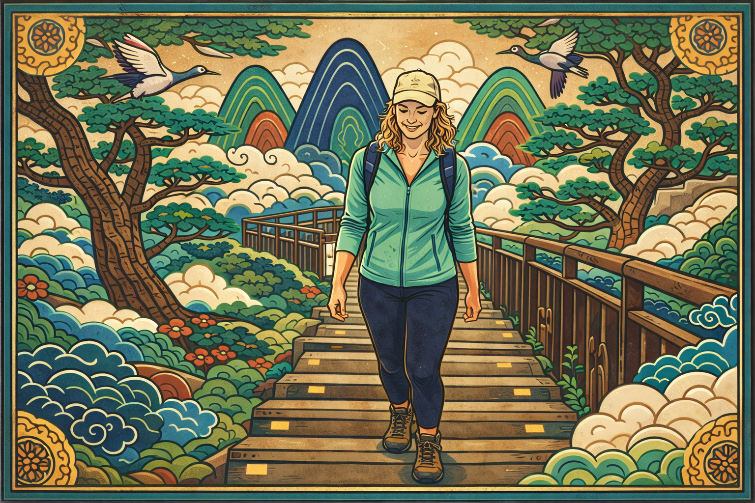 Bugaksan trail — hiking Seoul fortress wall Korean minhwa style