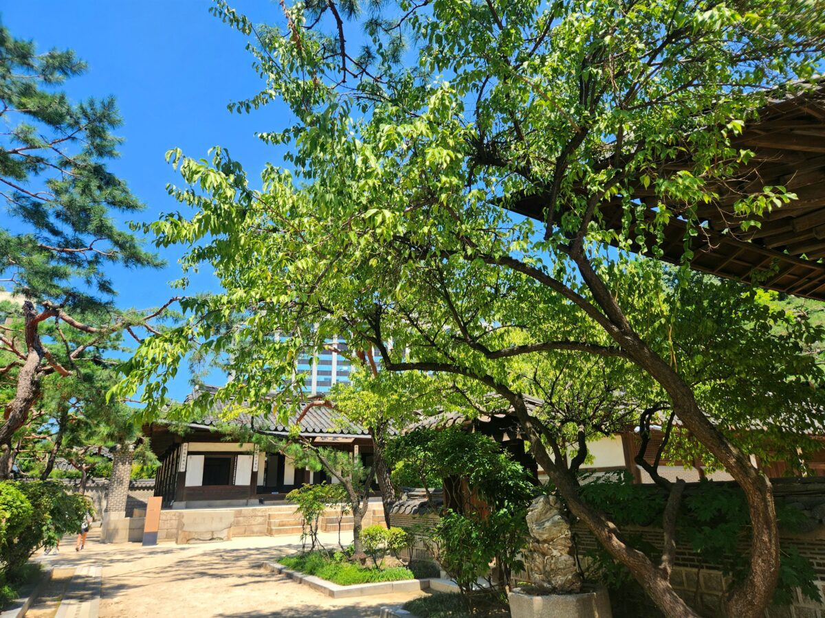 Hanok and modern building coexisting — yin yang phase transition K-Saju