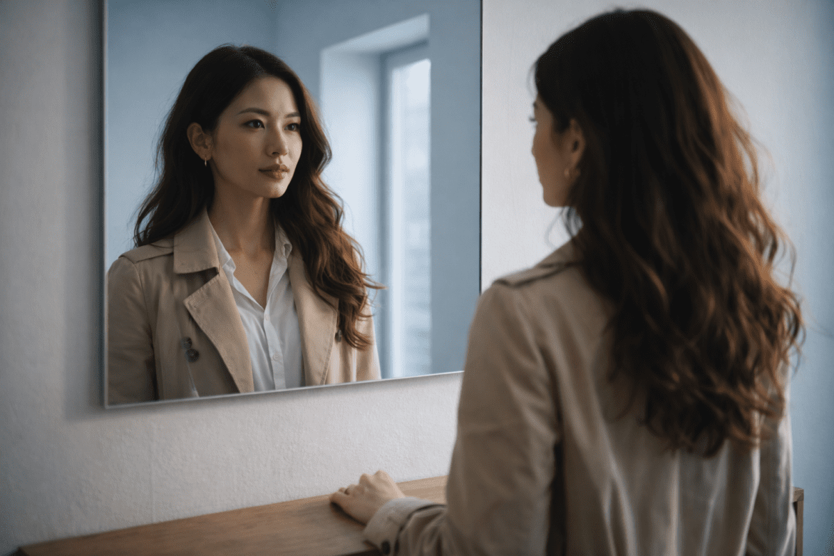 how to use K-Saju — woman facing her own reflection, five phases ratio