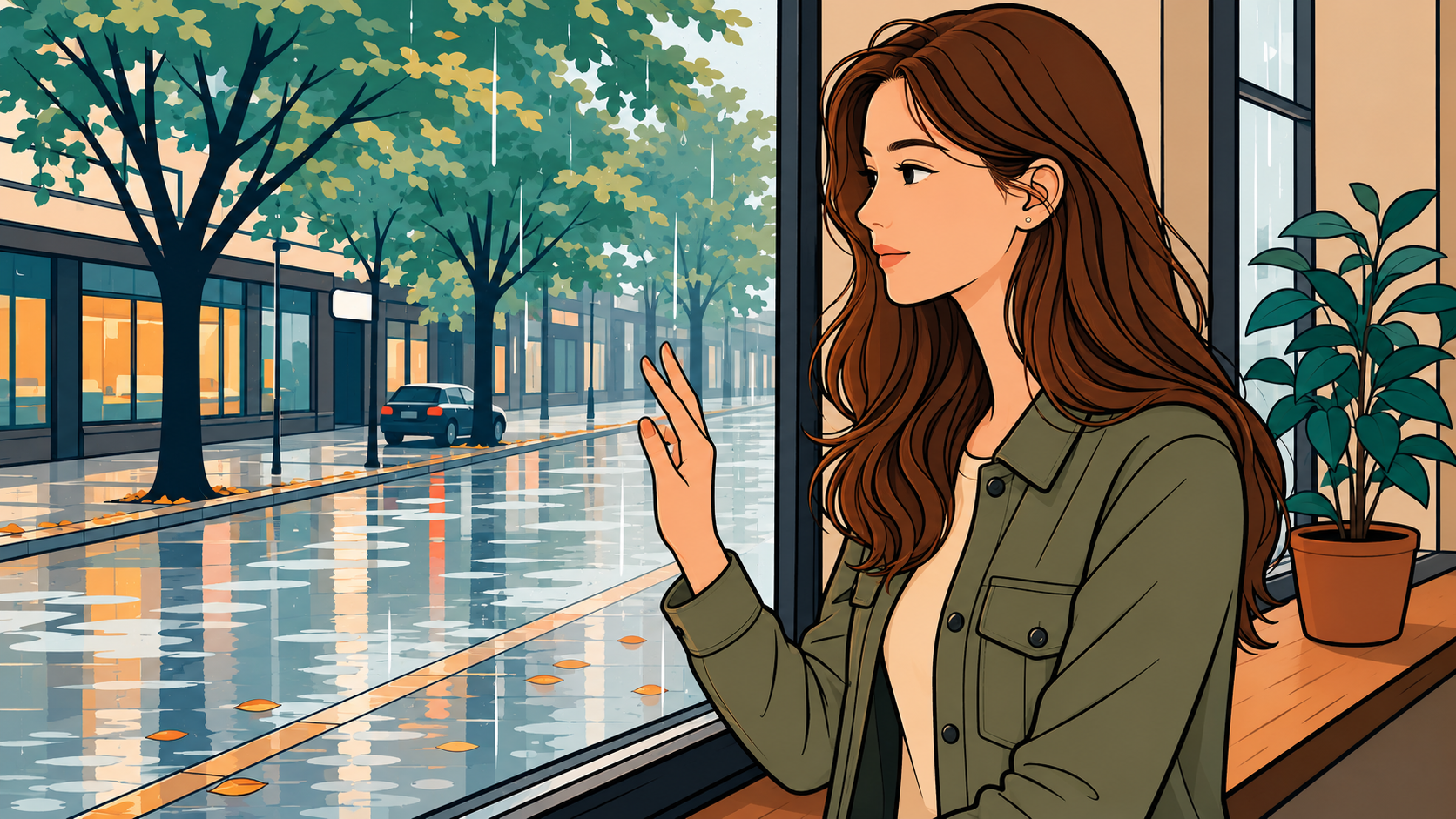 Woman standing by rainy window hand on glass looking out — when pulling away is the right choice