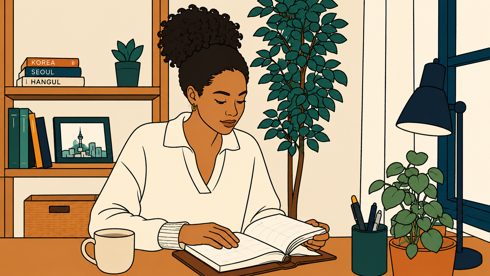 Black woman reviewing her planner at a desk — yin yang timing signals phase shift in K-Saju