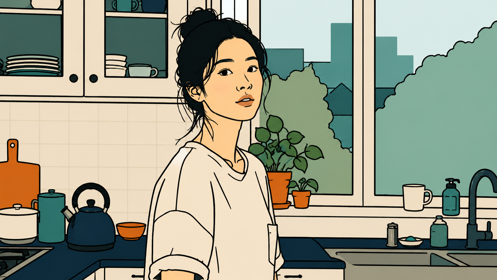 Woman in a kitchen illustrating the quarter-life crisis ending series
