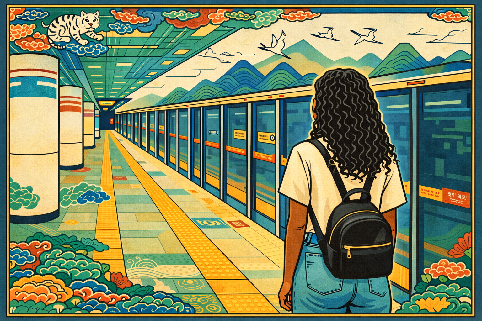 quarter-life crisis — minhwa style thumbnail woman waiting on Seoul subway platform
