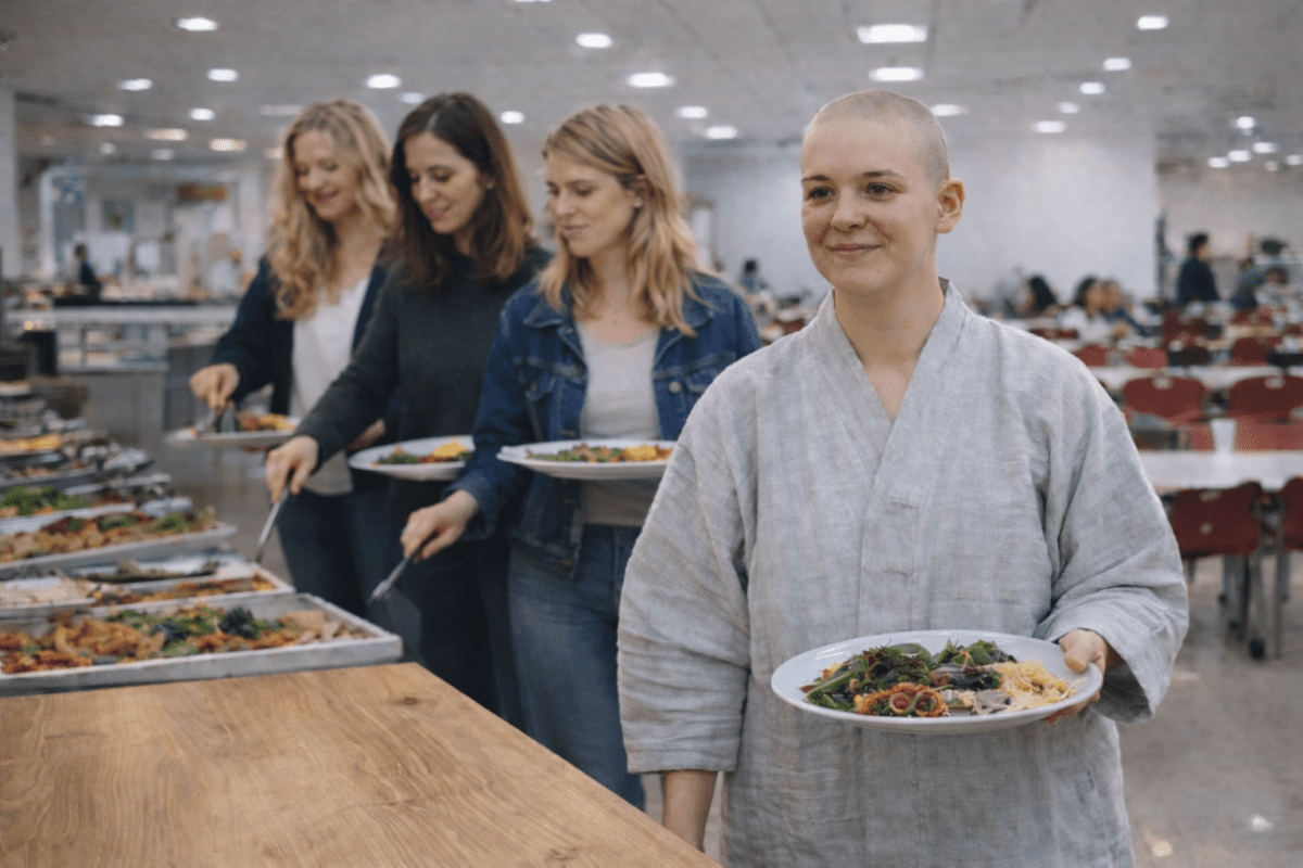 Korean Buddhist food temple buffet Western visitors serving namul dishes