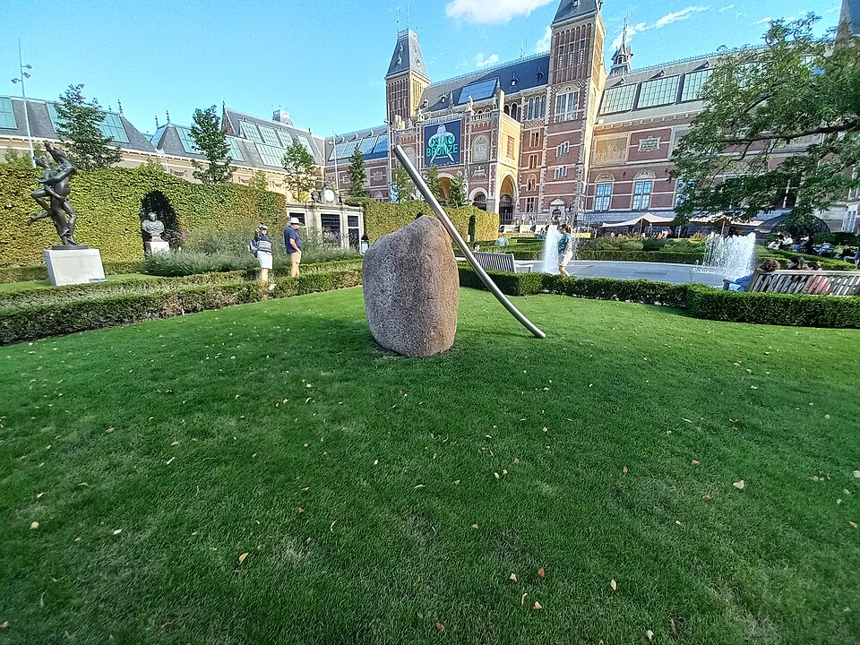 Lee Ufan reduction installation near the Rijksmuseum showing the relationship between stone, steel, and empty space