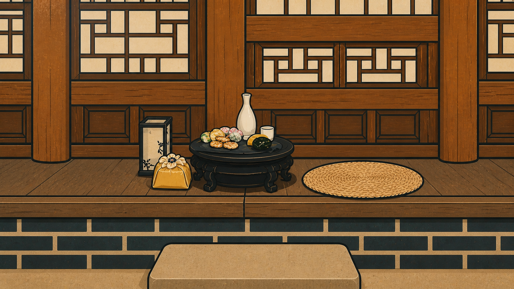 Illustrated hanok interior reflecting the cultural roots of Nam June Paik rediscovered