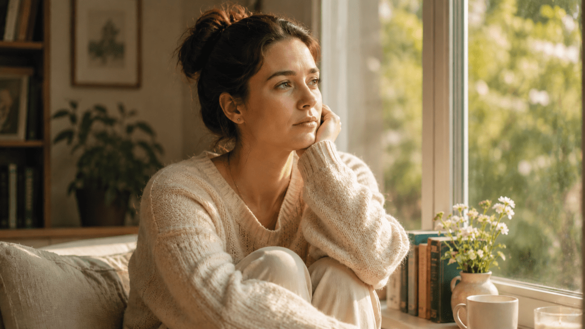 Window light, quiet room. Sudden change in emotion isn't new feeling — it's what the system held back until it was finally safe to release.